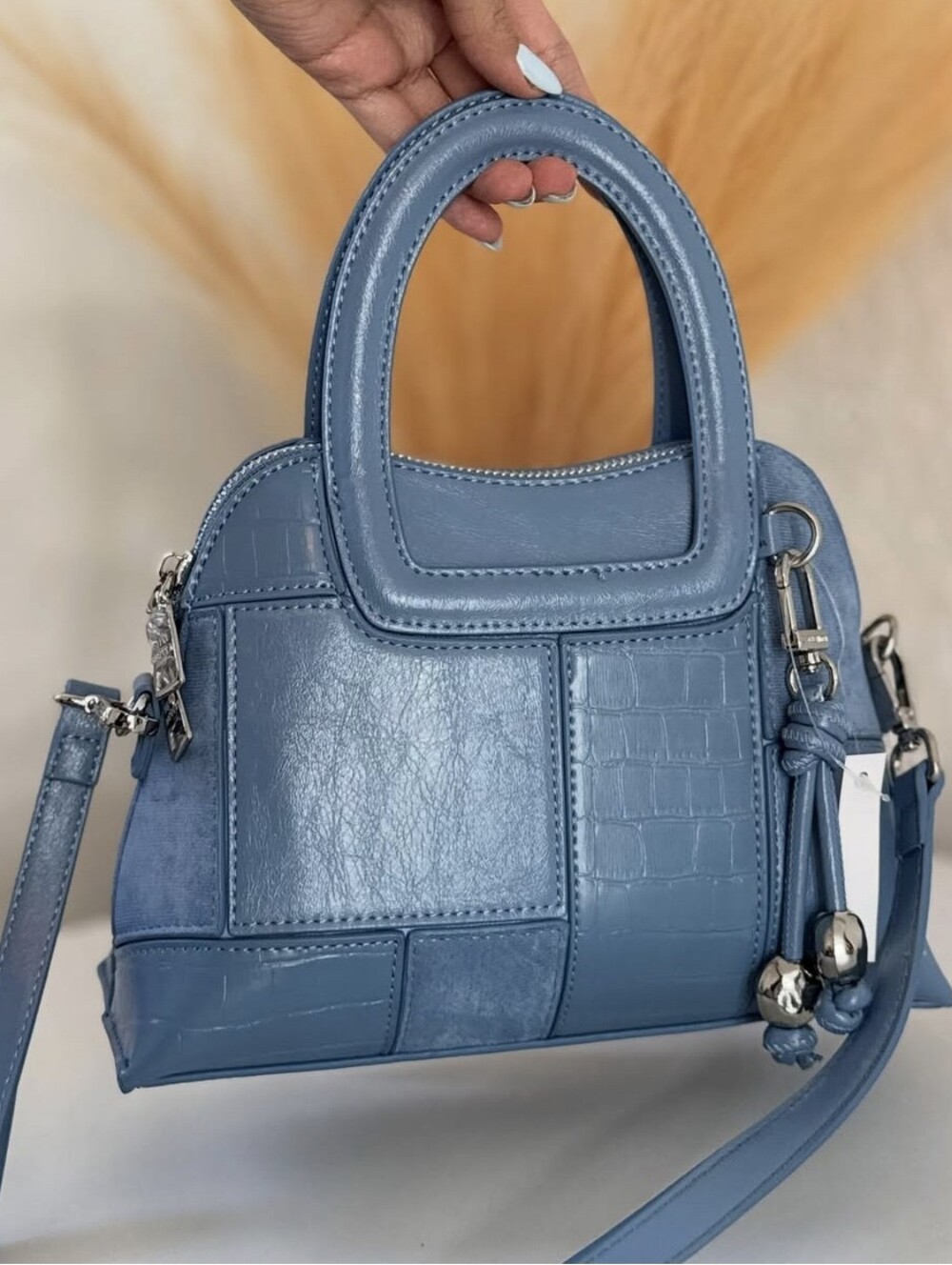 Steve Madden Blue Patchwork Mini Satchel